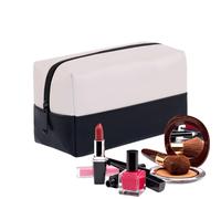 Uoqpty Organizador De Maquillaje Viajero | Organizador De Cuero PU con Color Blocking - Bolsa Impermeable para Cuidado De La Piel - para Hombres Hogar Hotel Camping Viaje Gimnasio Vacaciones