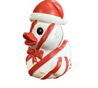 Uoqpty Patos de Goma Navideños,Patos Navideños Miniaturas De Jengibre | Decoración Divertida para Mesa De Animales con Patrón Bastón De para Hogar Dormitorio Infantil Chimenea Encimera,para Mesa