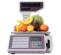 UORDBY Báscula electrónica de cálculo de Precios de 30kg,Impresora térmica de Etiquetas y báscula de Caja registradora con Pantalla de Doble Cara para supermercados,fruterías y Tiendas de Aperitivos