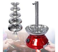 UORDBY Fuente de Chocolate de 5 Niveles con Grifos - Cascada de Chocolate de Acero Inoxidable para Fiestas y Eventos, Cumpleaños en Casa y Restaurantes Buffet Red