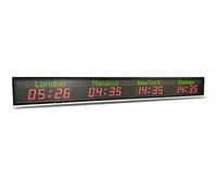 UORDBY Reloj LED Mundial, Reloj Digital con múltiples Zonas horarias, 2 Modos de conmutación, Reloj Mundial con Hora de 3/4/5/6 Ciudades, para Empresas multinacionales, hoteles y oficinas. 4time
