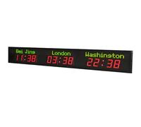 UORDBY Reloj LED Mundial, Reloj Digital con múltiples Zonas horarias, Reloj con Zonas horarias mundiales, Reloj Mundial con 3/4/5/6 Ciudades, para Empresas multinacionales, hoteles y oficinas. 3time