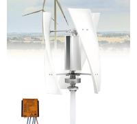 UORDBY Turbina eólica Vertical de 300 RPM, Kit con protección IP67 contra el Agua, para Barcos, cabañas, autocaravanas, aerogeneradores, viviendas e Industria 100W-White12V