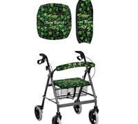 Uorisanigo Rollator Walker - Fundas de asiento para personas mayores, hojas verdes, mariposa, universal, para asiento y respaldo, lavables, juego de fundas antipolvo para andador y caminante con