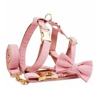 UOSIA Arnés para Perro Lindo para niña, Juego de Collar y Correa para Perros Hembra, Collar de Perro de Princesa Rosa con Pajarita, arnés Ajustable a Prueba de Escapes
