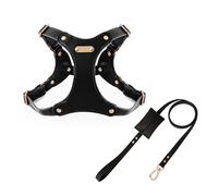 UOSIA Arnés y Correa Ajustables de Cuero Suave para Perros pequeños y medianos. Arnés cómodo sin tirones con 2 Clips para Correa, Ideal para adiestrar y pasear a tu Mascota