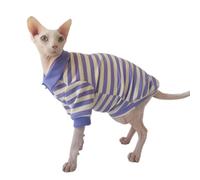 UOSIA Camisa a Rayas para Gato, Ropa para Gato sin Pelo, Ropa de algodón para Gato, Chaleco, Jersey Transpirable para Gatito, Ropa para Mascota de Verano y otoño para Sphynx
