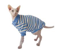 UOSIA Camisa a Rayas para Gato, Ropa para Gato sin Pelo, Ropa de algodón para Gato, Chaleco, Jersey Transpirable para Gatito, Ropa para Mascota de Verano y otoño para Sphynx