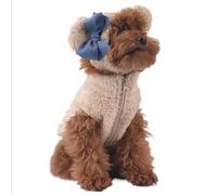 UOSIA Chaqueta de Felpa Teddy con Gorro, Traje con Lazo Bonito, Chaleco de Invierno para Perros, Gorro Suave Ajustable, Abrigo sin Mangas para Cachorros, Conjunto para Chihuahua, caniche y Teddy