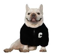 UOSIA Conjunto de Chaqueta y Gorro de Lana para Bulldog francés. Ropa de Invierno Gruesa de Color Liso para Perros Frenchie. Abrigo para Perros con Cierre de Cremallera Ajustable