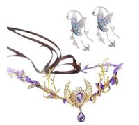 UOSIA Corona De Flores De Hadas De Bosque Con Orejas De Mariposa Elfo Verde Hada Cristal Cabezal Princesa Corona Para Cosplay Vestir Accesorios De Baile
