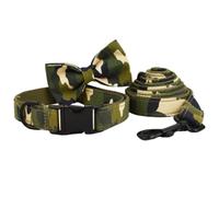 UOSIA Juego de Collar y Correa para Perro de Estilo británico, Combo de Collares Suaves Ajustables para Perros con Pajarita Desmontable, cómodo Juego de Correas para Perros pequeños y Grandes