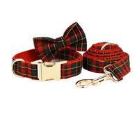 UOSIA Juego de Collar y Correa para Perro de Estilo británico, Combo de Collares Suaves Ajustables para Perros con Pajarita Desmontable, cómodo Juego de Correas para Perros pequeños y Grandes
