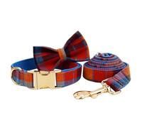 UOSIA Juego de Collar y Correa para Perro de Estilo británico, Combo de Collares Suaves Ajustables para Perros con Pajarita Desmontable, cómodo Juego de Correas para Perros pequeños y Grandes