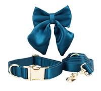 UOSIA Juego de Collar y Correa para Perro de Terciopelo, Collar Ajustable para Perro con Pajarita, Juego de Correa Suave y cómoda para Perros Juego para Exteriores para Mascotas Medianas y Grandes