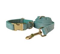 UOSIA Juego de Collar y Correa para Perro de Terciopelo, Collar Ajustable para Perro, Correa Suave para Perro con Anilla en D para Combinar Colores sólidos Brillantes para Perros Grandes