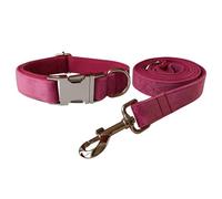 UOSIA Juego de Collar y Correa para Perro de Terciopelo, Collar Ajustable para Perro, Correa Suave para Perro con Anilla en D para Combinar Colores sólidos Brillantes para Perros Grandes