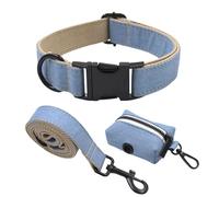 UOSIA Juego de Correa y Collar para Perro Estilo Caballero, Correa Ajustable para Perro pequeño con Soporte para Bolsa para excrementos, Correa y Collar para Perro Suave