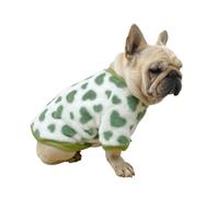 UOSIA Lindo vellón Bulldog francés Ropa de Invierno Chaleco cálido y Engrosado Chaqueta Disfraz de Perro Gordo Bulldog Patrón de Amor Jersey de Perro de Felpa para Perros pequeños medianos