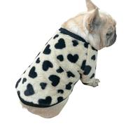 UOSIA Lindo vellón Bulldog francés Ropa de Invierno Chaleco cálido y Engrosado Chaqueta Disfraz de Perro Gordo Bulldog Patrón de Amor Jersey de Perro de Felpa para Perros pequeños medianos
