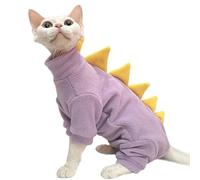 UOSIA Mono de Gato Sphynx, Pijamas para Gatos Solo, Disfraz de Gato Dinosaurio de Cuatro Patas, Ropa de Abrigo Suave para Gatos sin Pelo, Lindos suéteres para Gatitos