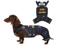 UOSIA Mono Vaquero para Perro Salchicha, Chaqueta Vaquera Azul para Cachorro, Disfraz De Mono, Pantalones para Perro, Trajes, Monos De Chihuahua, Ropa Mini Schnauzer