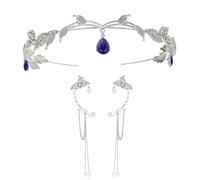 UOSIA Orejas De Hadas De Strass Con Corona De Elfo Joyería De Oreja De Plata De Elfo 3 Piezas Colgante De Cristal Corona De Elfo De Boda Para Accesorios De Disfraz De Fiesta
