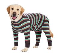 UOSIA Pijamas para Perros Grandes, Mono de algodón a Rayas para Perros, Transpirable, 4 Patas, Camisas básicas, Traje de recuperación para Perros de Cobertura Completa