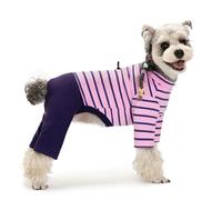 UOSIA Pijamas para Perros Mono de algodón a Rayas para Cachorros Cálido 4 Patas Pijamas básicos para Perros Camisas Gruesas para Perros pequeños medianos Ropa de Invierno para Perros con Clima frío
