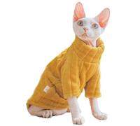 UOSIA Ropa cálida para Gatos Sphynx Suéteres para Gatos Solo para Gatos Cuello Alto Lana de Coral Traje de Gato sin Pelo Pijamas de Gatito de Invierno Mono Mono cálido para Mascotas para Clima frío
