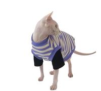 UOSIA Ropa para Gatos sin Pelo Camisa de algodón a Rayas para Gatitos Jersey de Primavera y Verano Pijamas para Gatos para Sphynx, Cornish Rex, Devon Rex, Peterbald, Perros pequeños