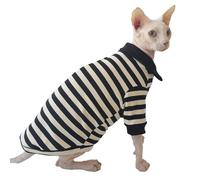 UOSIA Ropa para Gatos Sphynx Camisetas de algodón para Gatos Pijamas para Gatos sin Pelo Sphynx a Rayas Chaleco Transpirable para Gatos Sphynx Cornish Rex, Devon Rex