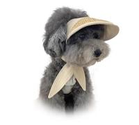 UOSIA Sombrero para Perro pequeño, Sombrero para el Sol para Cachorro, Lindo Sombrero de Paja para Mascotas, Protector Solar para Gatos, Sombrero para el Sol para Caminar al Aire Libre