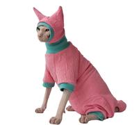 UOSIA Sphynx Cats Sin Pelo Cálido De Invierno con Sombrero Y Cubierta De Cola Lindo Gatito Gatito 4 Piernas Pajamas Jumpsuit para Cornish Rex, Devon Rex, Peterbald