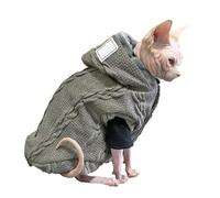 UOSIA Sudadera con Capucha de Punto para Gatos Sphynx. Chaqueta de Felpa Gruesa y cálida con Capucha Botón Rojo Ropa cómoda para Gatos sin Pelo