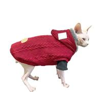 UOSIA Sudadera con Capucha de Punto para Gatos Sphynx. Chaqueta de Felpa Gruesa y cálida con Capucha Botón Rojo Ropa cómoda para Gatos sin Pelo