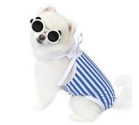 UOSIA Traje de baño para Perro, Bikini con Gafas de Sol, Piscina para Perros, Traje de una Pieza, Camisa de Verano a Rayas para Perros, Chaleco refrescante para Cachorros, Ropa para Mascotas