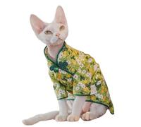 UOSIA Vestido de Gato sin Pelo Sphynx, Ropa para niña y Gato, Estampado Floral Vintage, Camisetas para Gatitos de Primavera y Verano, Falda para Gato, Lindo Traje para Mascota