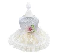 UOSIA Vestido de Perro Rosa de Lujo para niña pequeña y Mediana Perros Encaje Puppy Tutu Falda con Anillo de Correa Lindo Vestido de Novia de Flores Decoración de Lazo