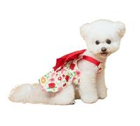 UOSIA Vestido Floral Bonito para Perros con Lazo Rojo príncipe Perrito Chaleco cómodo Estampado Dulce Ropa de Verano para Mascotas Trajes para Fiestas de Boda para Perros pequeños, Chicas Gato