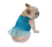UOSIA Vestido para Bulldog francés Sweet Bling Fish Scale Princess Tulle Skirt Elegant Sweet Wedding Birthday Party Pet Dresses Fashion Mermaid Puppy Dresses