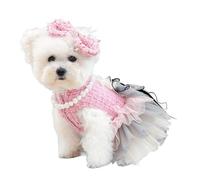 UOSIA Vestidos de Princesa para Perros a la Moda con Lazo y Collar de Perlas Vestido otoñal para Cachorros Falda tutú Vestido de Novia con Lazo Ropa Formal para Mascotas