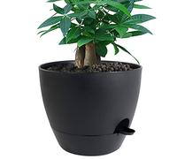 UOUZ Macetas de riego automático de 12 Pulgadas, macetas de plástico con Agujeros de Drenaje de Malla y depósito Profundo para Plantas y Flores de jardín en Interiores y Exteriores, Color Negro