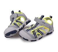 UOVO Sandalias de punta cerrada para niños, sandalias de senderismo, senderismo, zapatos atléticos de verano, talla 7 para niños pequeños a 5 niños grandes, Gris verde fluorescente, 32 EU