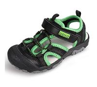 UOVO Sandalias Deportivas para Niños Zapatos de Verano con Superficie Transpirable Suela Antideslizante Cierre de Gancho y Bucle Puntera Protectora Verde Negro Tallas 29