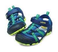 UOVO Sandalias Deportivas para Niños Zapatos de Verano con Superficie Transpirable Suela Antideslizante Cierre de Gancho y Bucle Puntera Protectora Azul Real Tallas 28