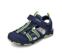 UOVO Sandalias Deportivas para Niños Zapatos de Verano con Superficie Transpirable Suela Antideslizante Cierre de Gancho y Bucle Puntera Protectora Azul Verdoso Militar Tallas 30