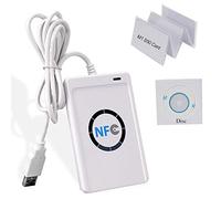 uoweky Control de Acceso USB NFC RFID Lector de Tarjetas IC Inteligente sin Contacto, 13.56MHz USB NFC Escritor Escritor, NFC RFID Desktop + Disc + 5pcs M1 S50 Card
