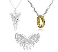 UoYu 3 piezas Arwen - Collar con colgante de estrella de la noche, collar con colgante de cadena El Señor de la R, Zinc, Sin gemas.