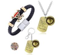 UoYu YouU - 23 piezas de una pieza Cosplay Luffy collar colgante llavero anime pegatinas pulsera pulsera de piel sintética con colgante de esqueleto